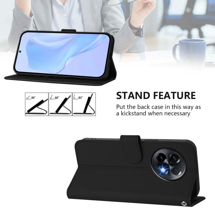 Funda de Cuero con Cordón para OnePlus 11R 5G Diseño Global Skin Feel (Negro)
