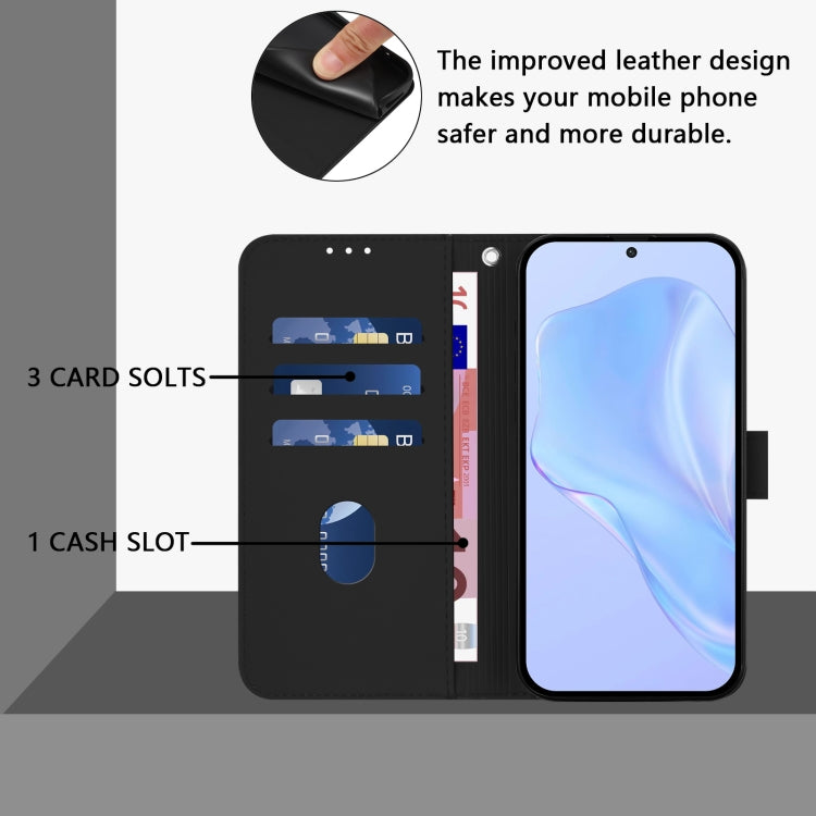Funda de Cuero con Cordón para OnePlus 11R 5G Diseño Global Skin Feel (Negro)