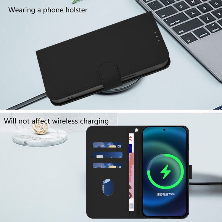 Funda de Cuero con Cordón para OnePlus 11R 5G Diseño Global Skin Feel (Negro)