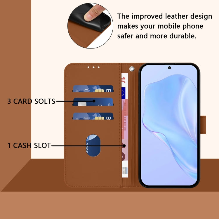 Funda de Cuero para OnePlus Ace 2 Pro 5G con Textura de Piel y Cordón (Marrón)