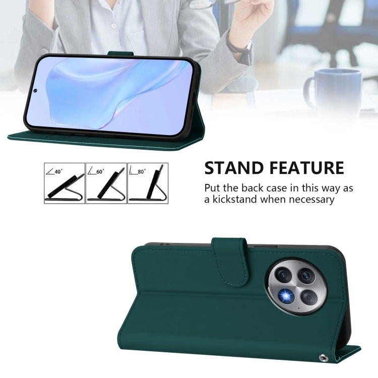 Funda de Cuero con Cordón para OnePlus Ace 2 Pro 5G con Tacto de Piel (Verde Oscuro)