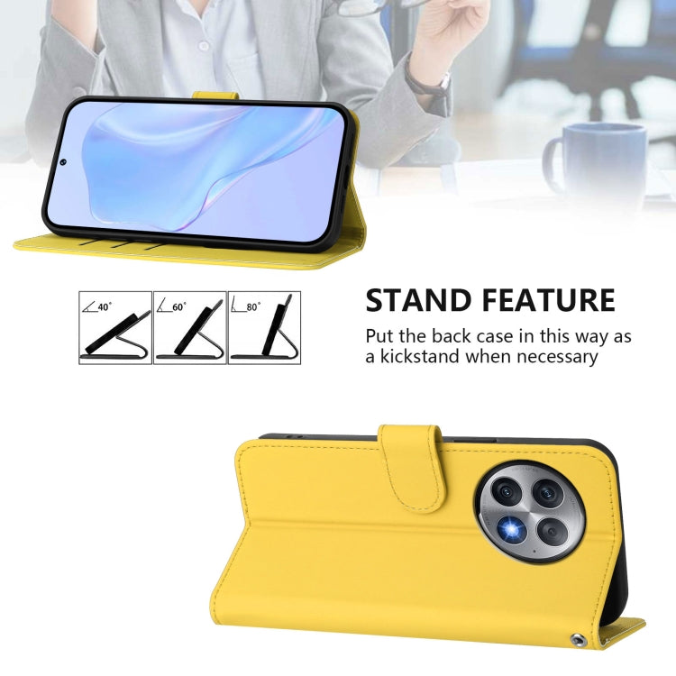 Funda de Cuero Textura Piel para OnePlus Ace 2 Pro 5G con Cordón (Amarillo Limón)