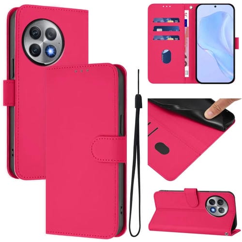 Funda de Cuero OnePlus Ace 2 Pro 5G Textura Piel con Cordón (Rosa Rojo)