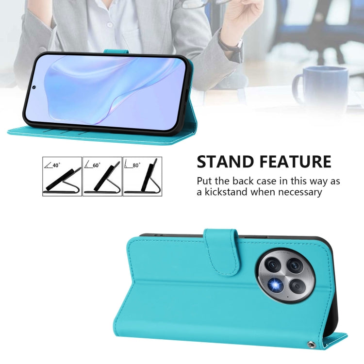 Funda de Cuero con Cordón para OnePlus Ace 2 Pro 5G (Azul Lago)