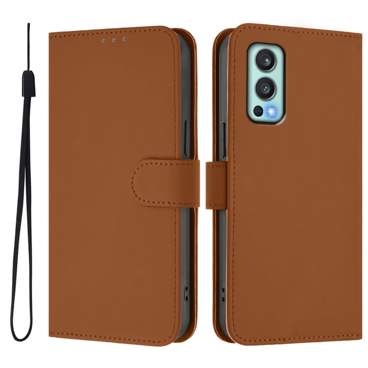 Funda de Cuero con Cordón para OnePlus Nord 2 5G (Marrón)