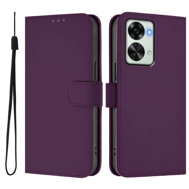 Funda de Piel para OnePlus Nord 2T con Cordón (Violeta)