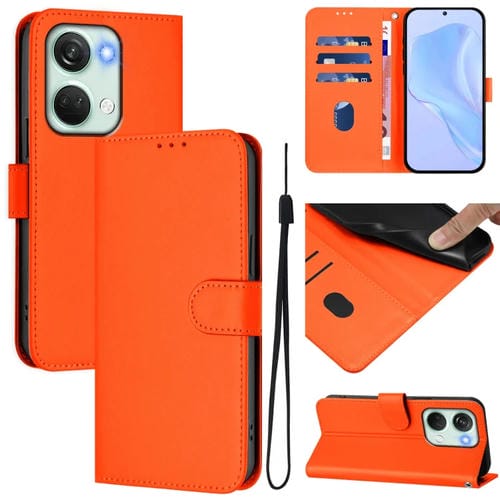 Funda de Piel Sintética con Cordón para OnePlus Nord 3/Ace 2V (Naranja)