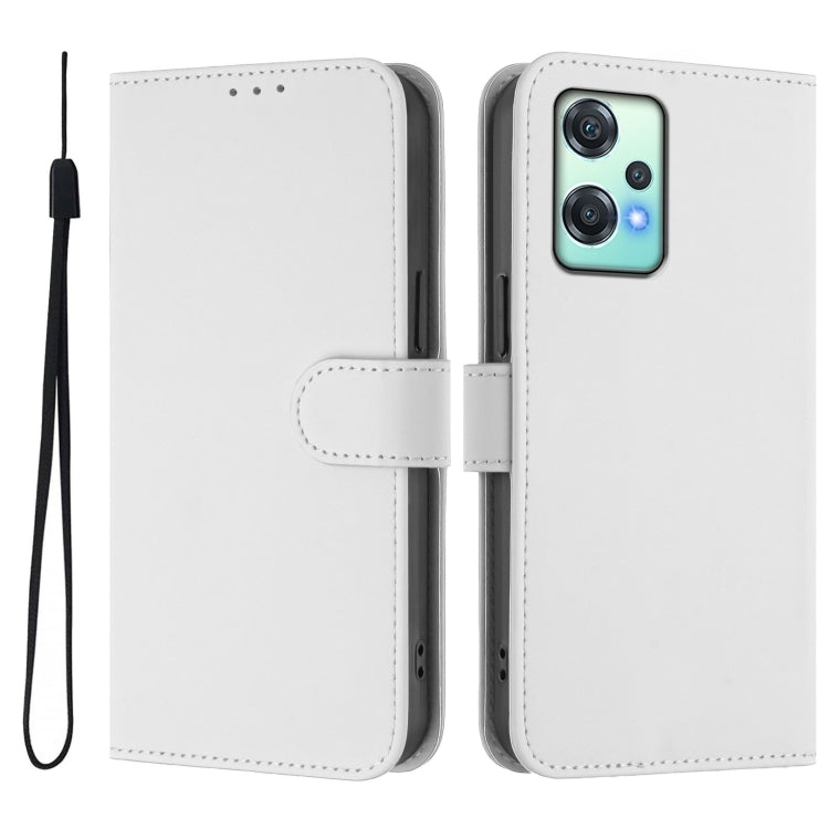 Funda de Cuero con Cordón para OnePlus Nord Ce 2 Lite 5G (Blanco)