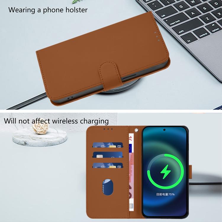 Funda de Cuero con Cordón para OnePlus Ace 5 Pro / Ace 5 / 13R (Marrón)