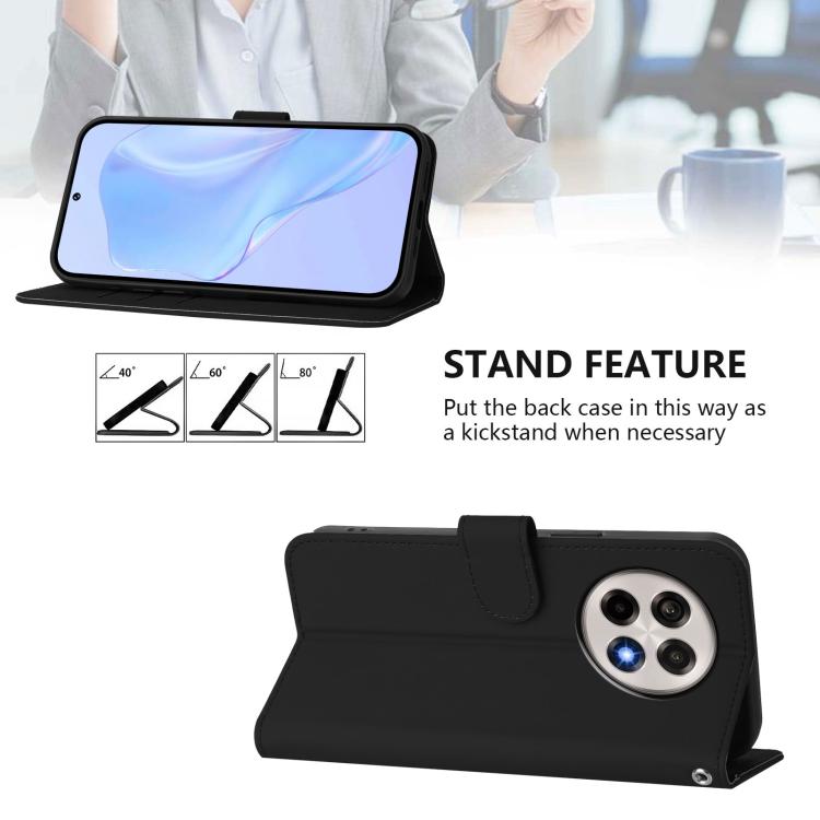 Funda de Cuero con Cordón para OnePlus Ace 5 Pro / Ace 5 / 13R (Negro)