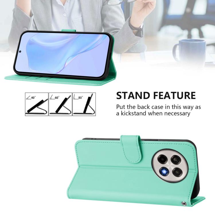 Funda de Piel Sintética con Cordón para OnePlus Ace 5 Pro / Ace 5 / 13R (Verde Menta)