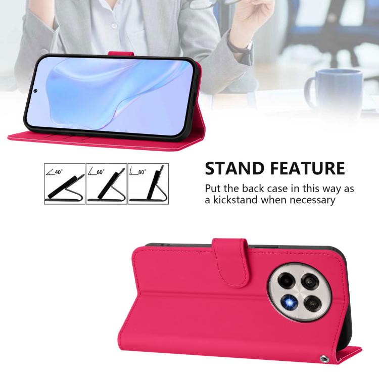 Funda de Cuero con Cordón para OnePlus Ace 5 Pro / Ace 5 / 13R (Rosa Rojo)