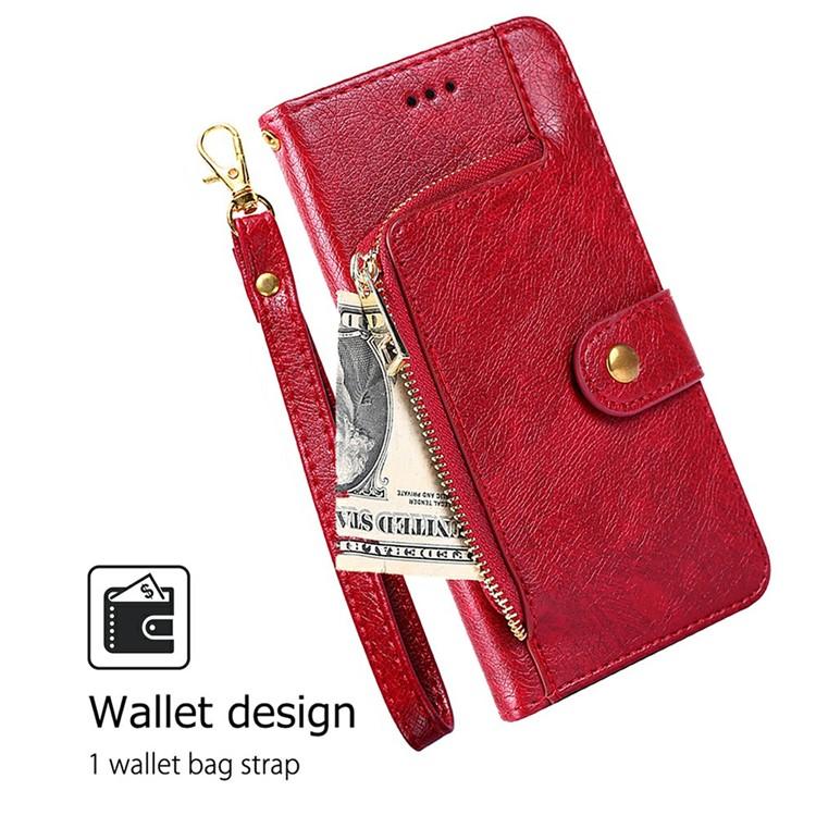 Funda de cuero con cremallera para Samsung Galaxy Xcover 7 Pro 5G (roja)