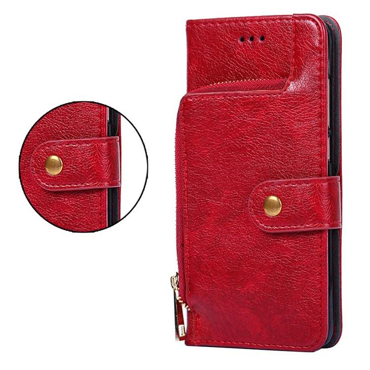 Funda de cuero con cremallera para Samsung Galaxy Xcover 7 Pro 5G (roja)