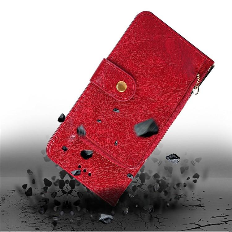 Funda de cuero con cremallera para Samsung Galaxy Xcover 7 Pro 5G (roja)