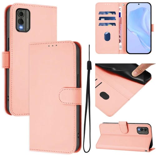 Funda de Piel Sintética con Cordón para Nokia C32 (Rosa)
