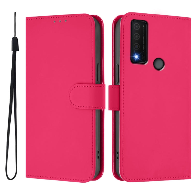 Funda Piel Sintética + Cordón para TCL 30 Xe 5G (Rosa y Rojo)