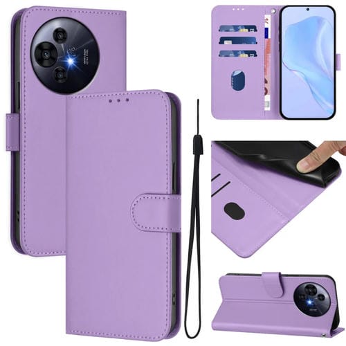 Funda de Cuero para Teléfono TCL 50 Pro Nxtpaper Skin Feel con Cordón (Morado Lavanda)