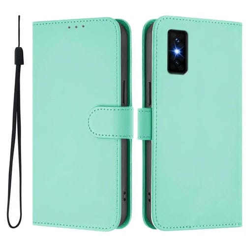 Funda de cuero con textura de piel y cordón para Infinix GT 30 Pro (verde menta)
