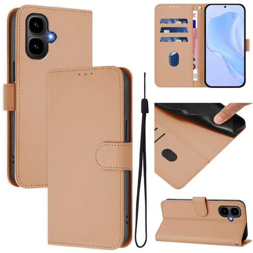 Funda de cuero con textura de piel y cordón para Infinix Smart 10 4G (color piel)