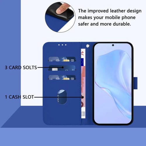 Funda de cuero con textura de piel y cordón para Infinix Smart 10 4G (azul oscuro)