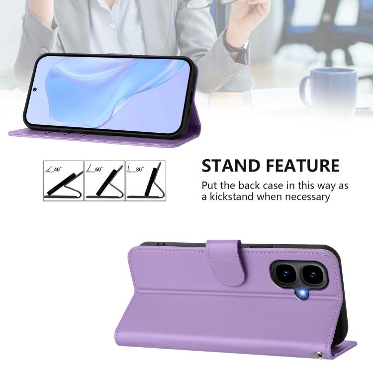Funda de cuero con textura de piel y cordón para Infinix Smart 10 4G (morado lavanda)