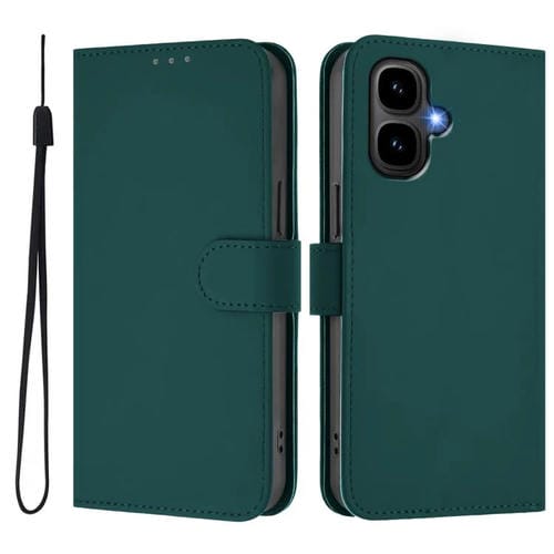 Funda de cuero con textura de piel y cordón para Infinix Smart 10 4G (verde oscuro)