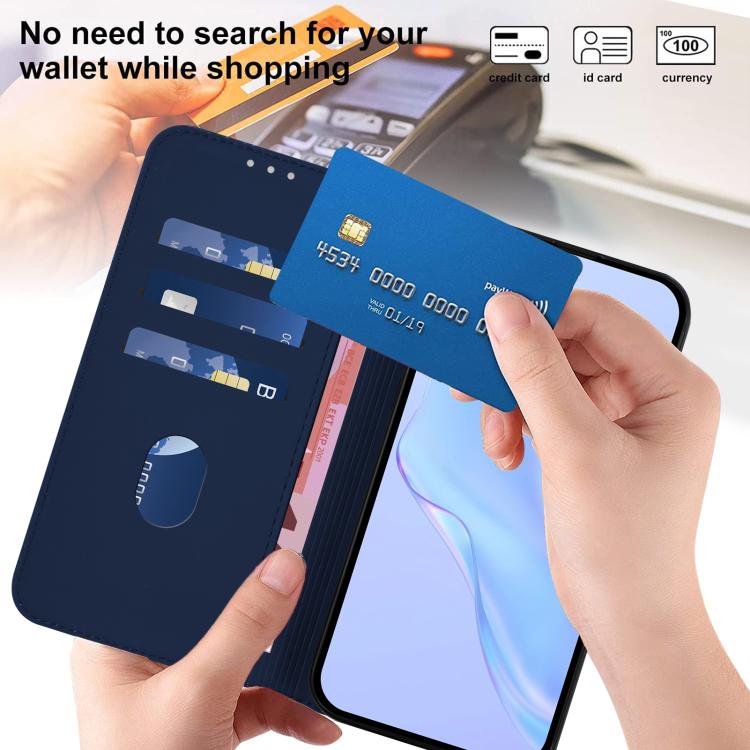 Funda de cuero con textura de piel y cordón para Infinix Smart 10 4G (azul marino)