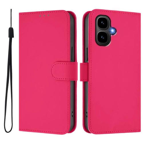 Funda de cuero con textura de piel y cordón para Infinix Smart 10 4G (rosa y rojo)