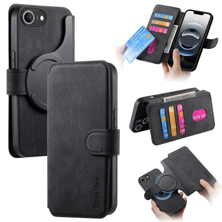 Funda de Cuero Retro Antirrobo con Rfid y Magsafe para iPhone 16E (Negra)