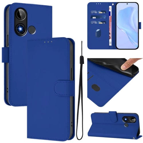 Funda de piel sintética con cordón para Blu C9 (Azul Oscuro)