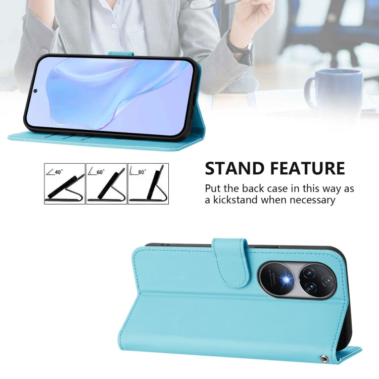Funda Piel Sintética con Cordón para Teléfono Oukitel C38 (Azul Cielo)