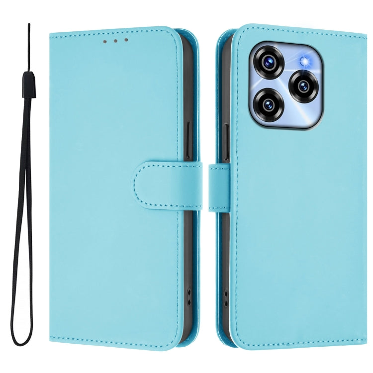 Funda de Piel Sintética con Cordón para Teléfono Oukitel C50 (Azul Cielo)