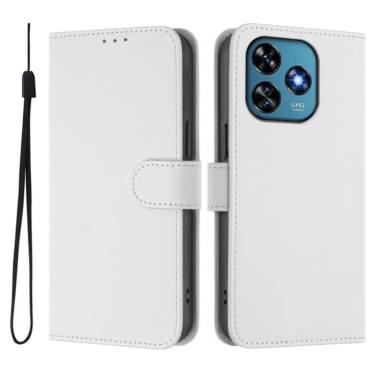 Funda de Piel Sintética con Cordón para Teléfono Oukitel C51 (Blanco)