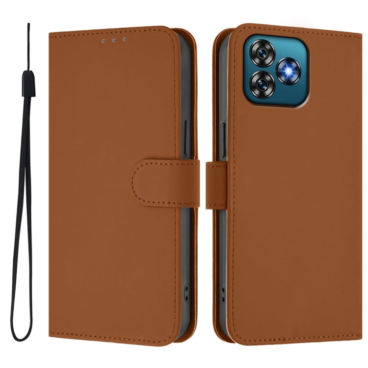 Funda de Piel Sintética con Cordón para Teléfono Oukitel C53 (Marrón)