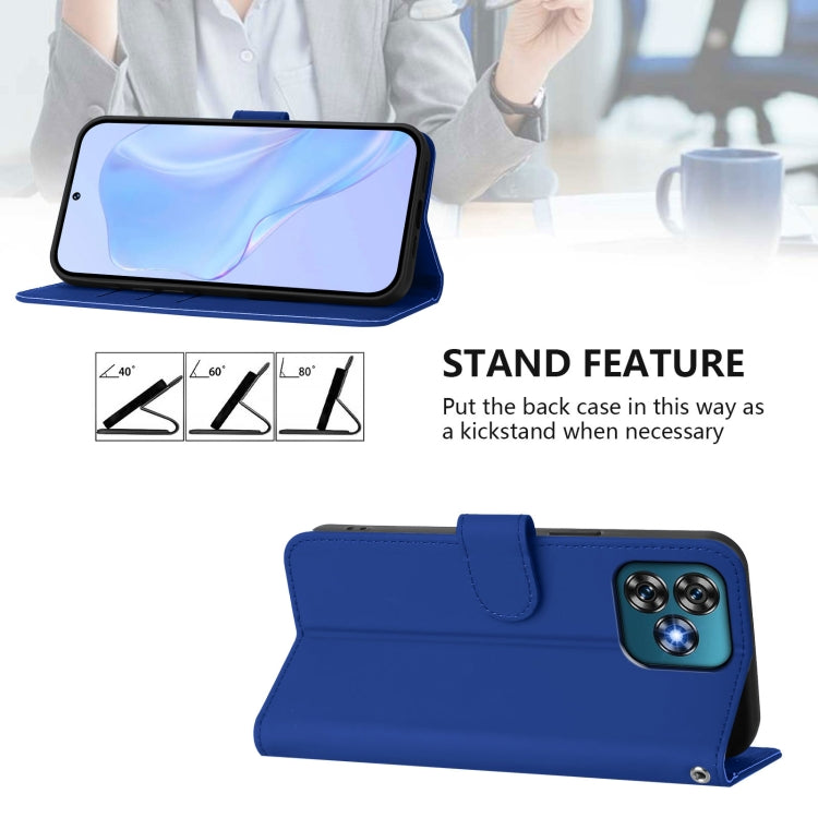 Funda de Piel Sintética con Cordón para Teléfono Oukitel C53 (Azul Oscuro)