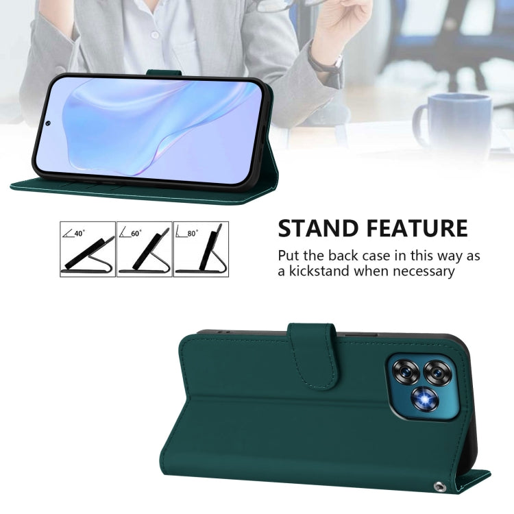 Funda de Piel Sintética con Cordón para Teléfono Oukitel C53 (Verde Oscuro)