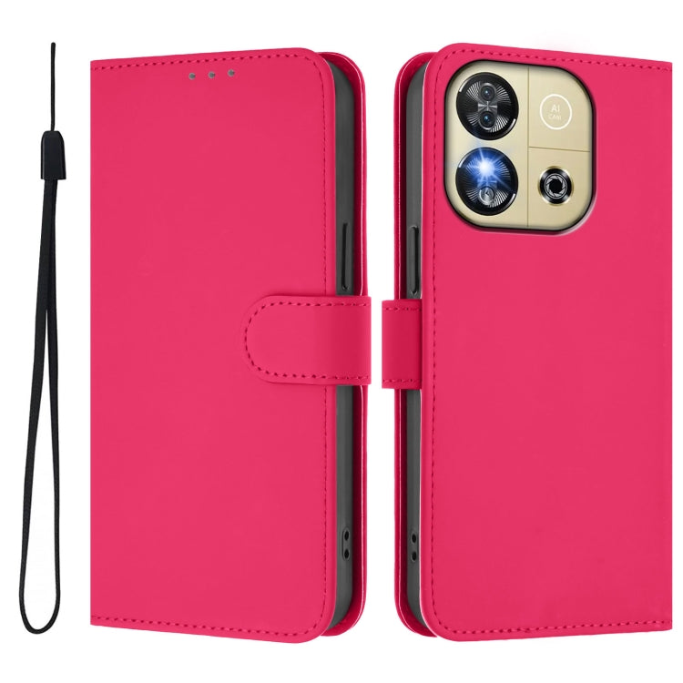 Funda de Piel Sintética con Cordón para Teléfono Oukitel C57S (Rosa y Rojo)