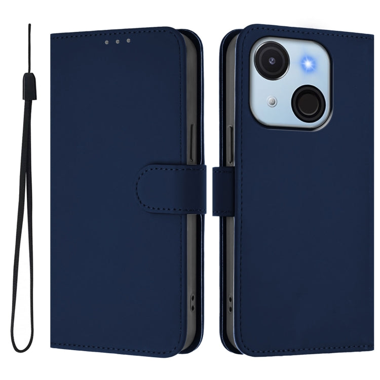 Funda de Piel Sintética con Cordón para Teléfono Itel A50C (Azul Marino)