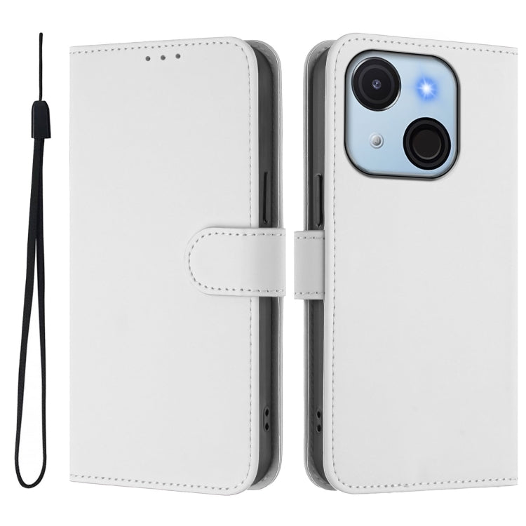 Funda de Piel Sintética con Cordón para Teléfono Itel A50C (Blanco)
