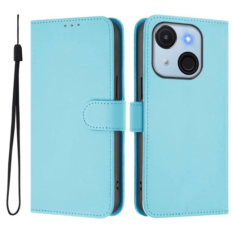 Funda de Piel Sintética con Cordón para Teléfono Itel A50C (Azul Cielo)