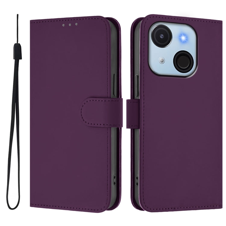 Funda de Piel Sintética con Cordón para Teléfono Itel A50C (Violeta)