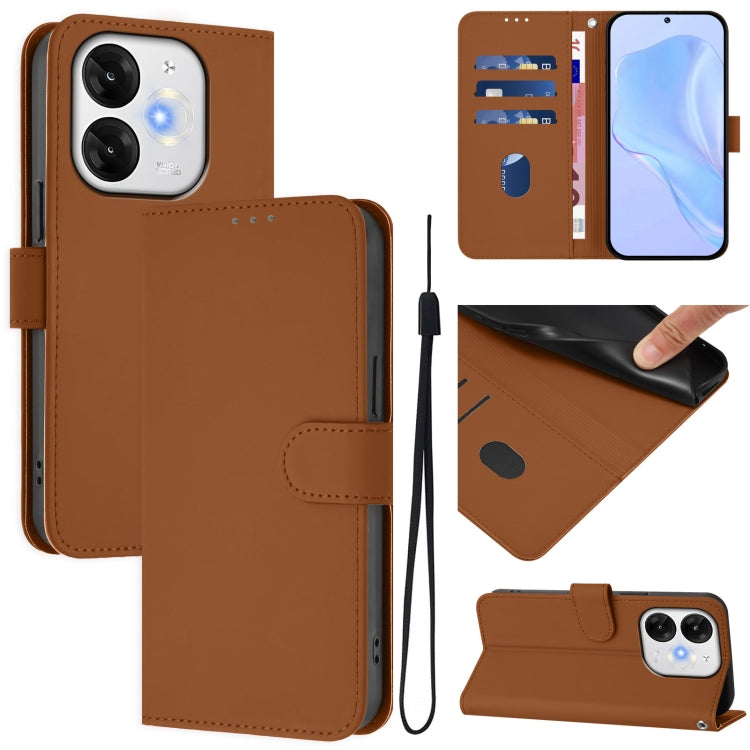 Funda Piel Sintética Itel A80 4G con Cordón para Teléfono (Marrón)