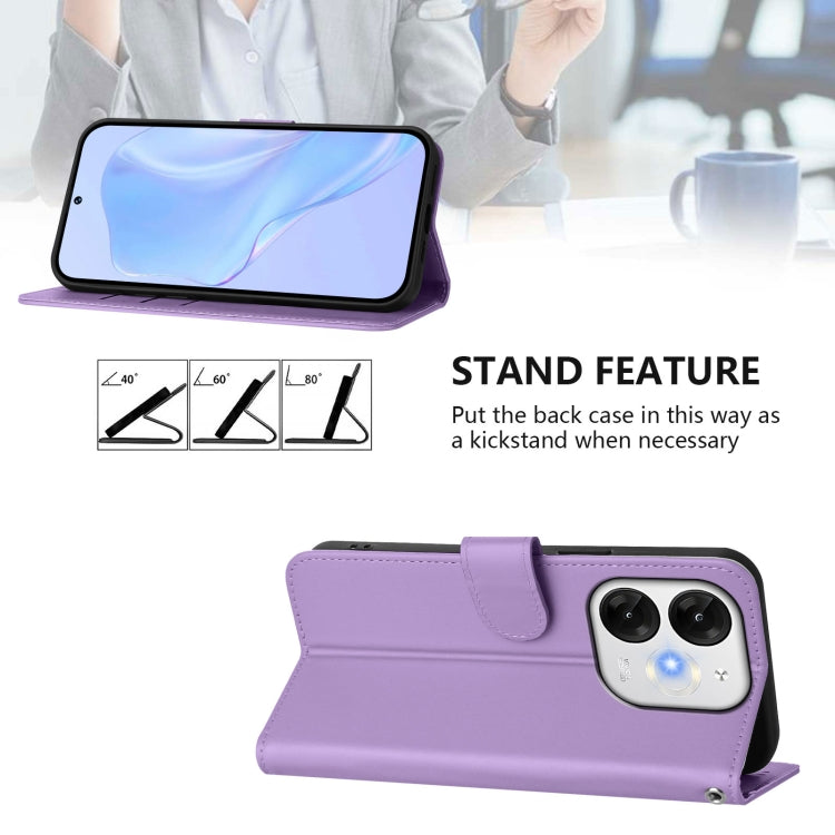 Funda de Piel Sintética con Cordón para Teléfono Itel A80 4G (Morado Lavanda)