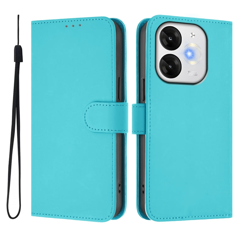 Funda Piel Sintética con Cordón para Teléfono Itel A80 4G (Azul Lago)