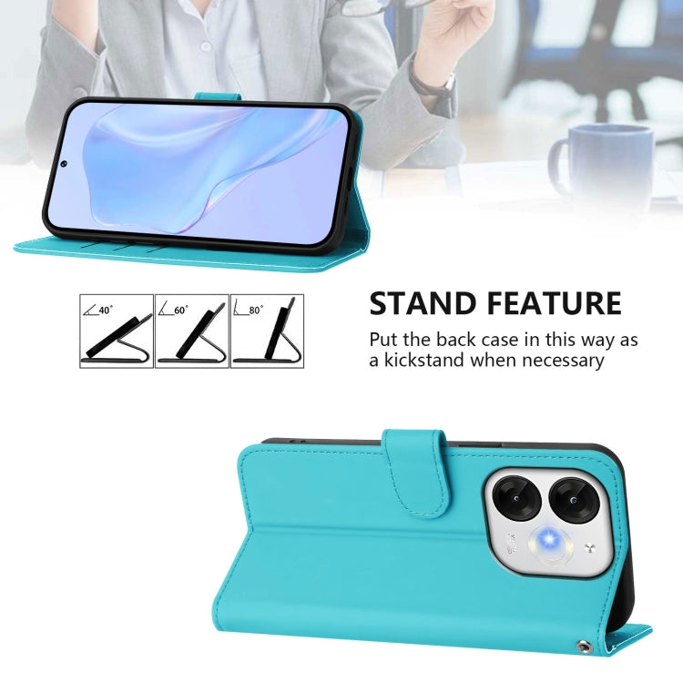 Funda Piel Sintética con Cordón para Teléfono Itel A80 4G (Azul Lago)