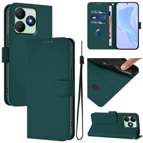 Funda de Piel Sintética con Cordón para Teléfono Wiko T20 Skin Feel (Verde Oscuro)