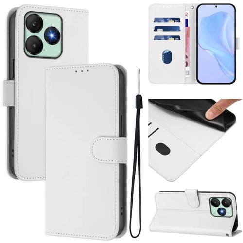 Funda de Piel con Cordón para Teléfono Wiko T20 Skin Feel (Blanco)