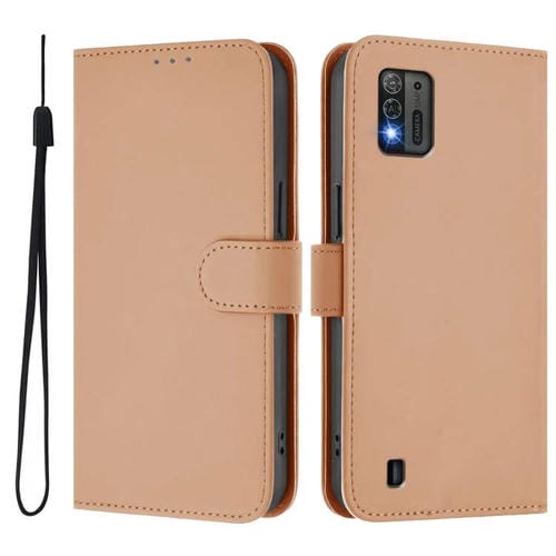 Funda de piel con cordón para ZTE Blade A52 Lite (color piel)