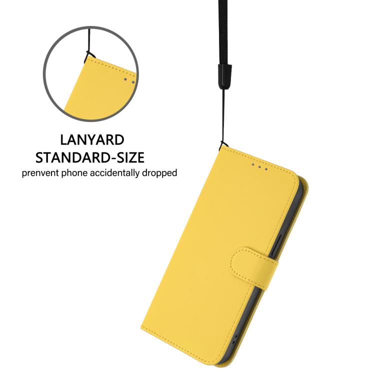 Funda de cuero con textura de piel y cordón para ZTE Blade A52 Lite (amarillo limón)